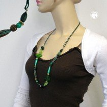 Collier Halskette mint-patina-dunkelgrün-bicolor 85cm