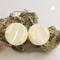 Ohrhaken Scheibe graviert creme-beige