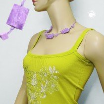 Collier Halskette Viereck gewellt flieder-weiß 45cm