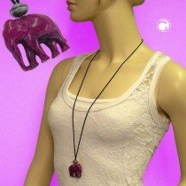 Collier Halskette Elefant fuchsia-altsilber 100cm