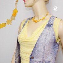 Halskette Olive gedreht gelb Kordel gelb 42cm