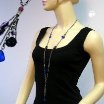 Collier Halskette Glas blau AnkerCollier Halskette altsilber 90cm