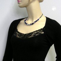 Halskette Walze chrom lapiz-blau 45cm