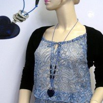 Halskette Herz lapiz chrom-altsilber 95cm