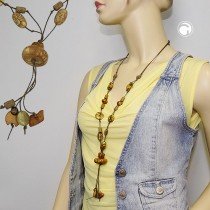 Halskette Scheibe Perlen seide-oliv 90cm