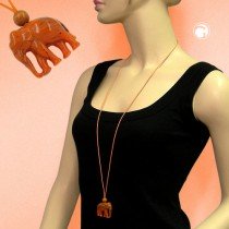 Collier Halskette Elefant orange-marmor 90cm