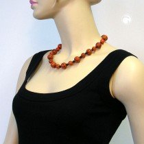 Collier Halskette Perlen koralle und schwarz 50cm