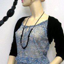 Halskette Schliffperle Olive schwarz 90cm