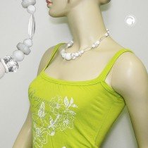 Halskette Wabenperle weiß transparent 45cm