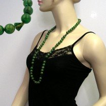 Collier Halskette Perlen 12mm grün-gold-marmor 90cm