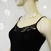 Halskette großer Stein facettiert crystal 42cm