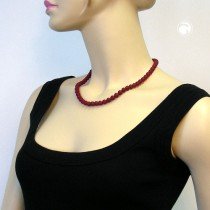 Collier Halskette 8er Perlen weinrot-matt 50cm
