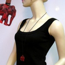 Collier Halskette Elefant rot-braun-schwarz 100cm