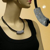 Collier Halskette Rohr flach-gebogen granit-gold 50cm