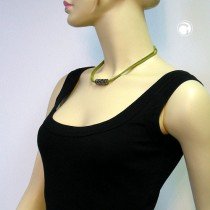 Collier Halskette Baumrinde mit Blumen altsilber 42cm