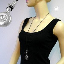 Halskette Anhänger chrom Kordel schwarz 90cm