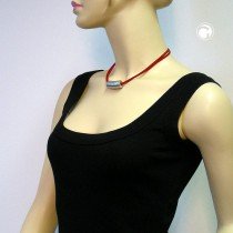 Halskette Rillenwalze chrom-matt Velour 42cm