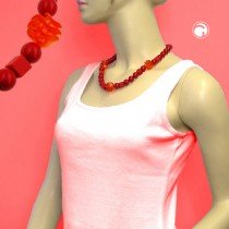 Halskette Spiralperle und Würfel rot 52cm