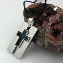 Halskette Edelstahl Kreuz schwarz 100cm