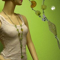 Collier Halskette Blatt grün kiwi-transparent 80cm