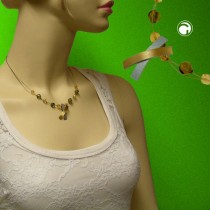 Halskette Glas oliv Anhänger bicolor 42cm