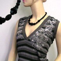Collier Halskette Wabenperle und Würfel schwarz 50cm