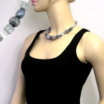 Halskette grau-irisè silbergrau 45cm