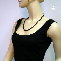 Collier Halskette Perle und Schliffolive schwarz 55cm