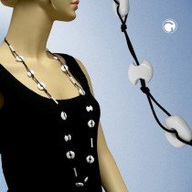 Collier Halskette Ringe weiß-glänzend schwarz 100cm