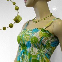 Collier Halskette Würfelperle seide-oliv 45cm