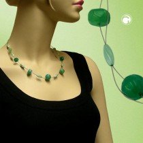 Collier Halskette Perle grün Olive seide-grün 45cm