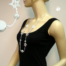 Collier Halskette Zweiloch kristall Stern wachs 90cm