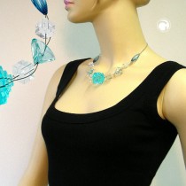 Collier Halskette Stufenperle aqua-transparent 45cm