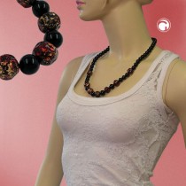 Collier Halskette Barockperlen rot-schwarz 60cm