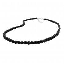 Collier Halskette Perle 6mm schwarz-glänzend 42cm