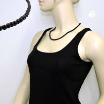 Collier Halskette Perle 6mm schwarz-glänzend 50cm