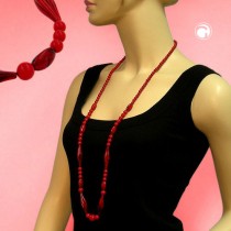 Collier Halskette Olive rot-schwarz-marmor 95cm