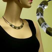 Collier Halskette Schrägperle grün-kristall 45cm