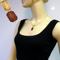 Collier Halskette Viereck facettiert topas braun 45cm