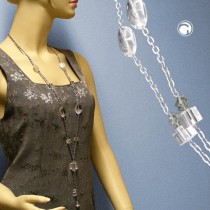 Halskette Perlen und Würfel kristall 95cm