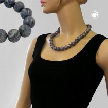 Collier Halskette Perlen 16mm grau-ton marmor 55cm