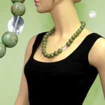 Collier Halskette grün-braun und kristall-facette 60cm
