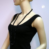 Collier Halskette große Perlen schwarz-glänzend 100cm