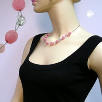 Collier Halskette Glas Facettenperle rosa 45cm