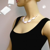 Collier Halskette Viereck gewellt weiß-glänzend 45cm