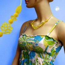 Collier Halskette 3x Spiralperle gelb 45cm