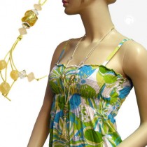 Collier Halskette Steinperle gelb-transparent 100cm