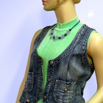 Collier Halskette 2-Loch eisblau dunkelblau 48cm