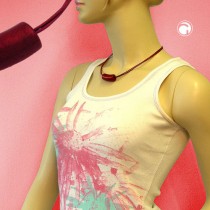 Collier Halskette Walze gebogen rot-seidig 45cm