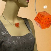 Collier Halskette Stufenperle orange-transparent 45cm